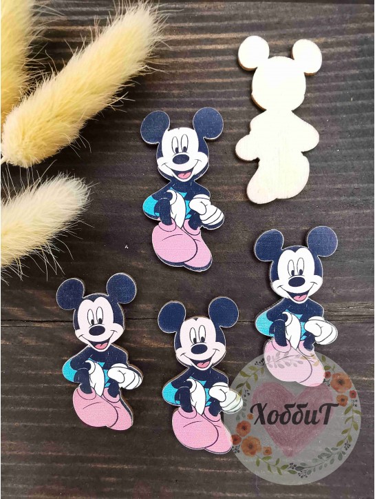 Кабошоны деревянные "Микки Маус" 40мм 